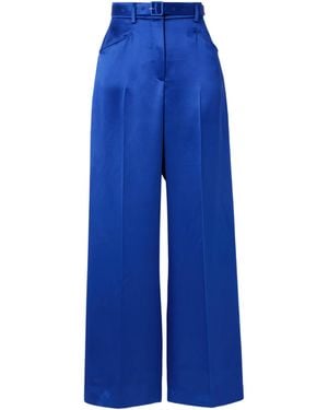 Gabriela Hearst Norman Belted Silk-Satin Straight-Leg Trousers - Blue