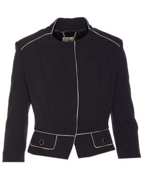 Elisabetta Franchi Two-Tone Foulard Scarf Detailed Crêpe Jacket - Blue