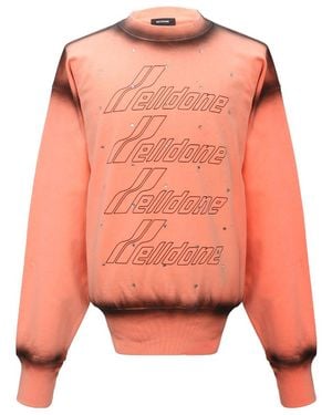 we11done Logo-Print Long-Sleeve Sweatshirt - Pink