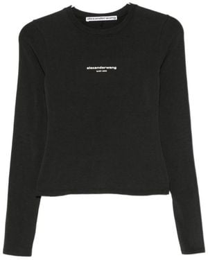 Alexander Wang Logo-Print Long-Sleeve T-Shirt - Black