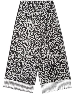 Fendi Wool Scarf With Animalier Jaguar Motif - White