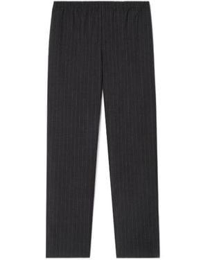 Burberry Pinstriped Wool Track Trousers - Grey