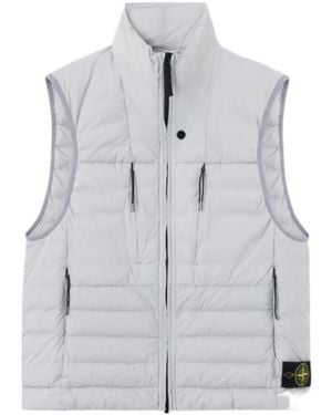 Stone Island Down Vestwithanti-Drop Finish - Grey
