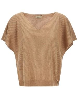 Herno V-Neck Knit T-Shirt - Natural