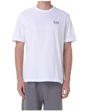 EA7 Logo Printed Crewneck T-Shirt - White