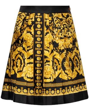 Versace Barocco Print High-Waisted Silk Skirt, Brand Size 40 Us - Yellow