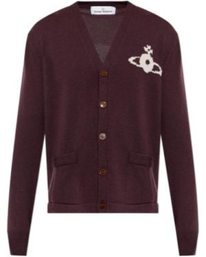 Vivienne Westwood Long-Sleeve V-Neck Cardigan - Purple