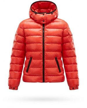 Moncler Long Sleeve Hooded Cotton Coat - Red