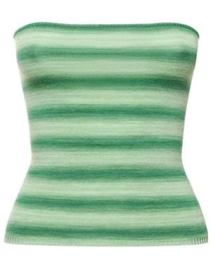 GIMAGUAS Ludo Striped Viscose Top - Green