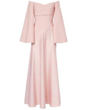 Solace London Rina Off-Shoulder Crepe And Satin Gown - Pink