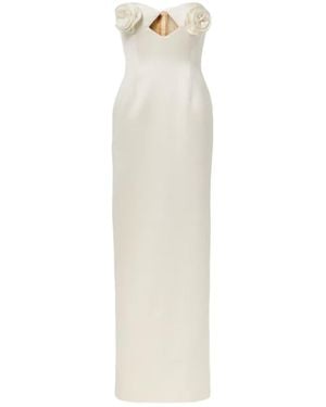 Magda Butrym Floral-Appliqué Satin Corset Gown - White