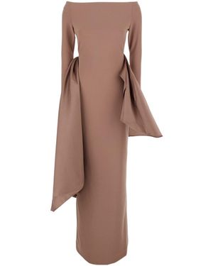 Solace London London Draped Boat Neck Dress - Brown