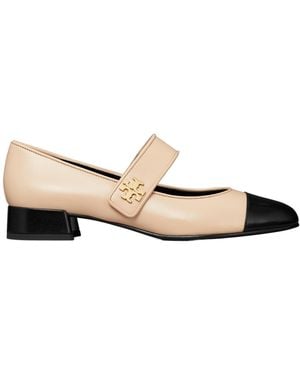 Tory Burch Cap-Toe Mary Jane Ballet Flats - Natural