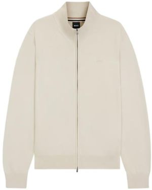 BOSS Cotton Zip-Up Cardigan - White