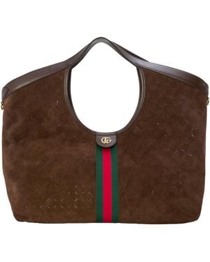 Gucci Suede Tote Bag - Brown