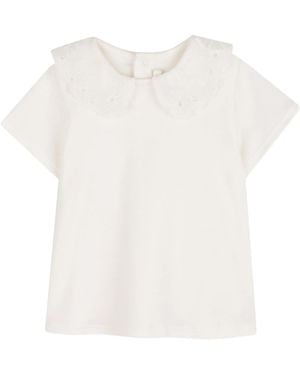 Chloé クロエ キッズ レース ショートスリーブ トップ - White