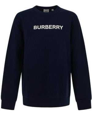 Burberry Logo Printed Crewneck Sweatshirt - Blue
