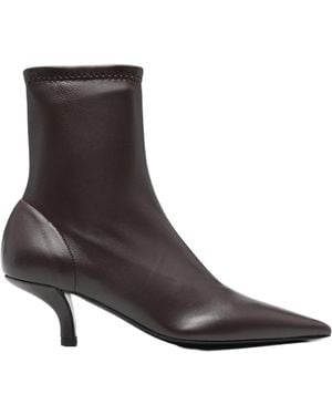 TOTEME Leather Heel Boots - Brown