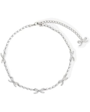 Self-Portrait Embellished Bow Necklace - White