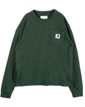 Sacai X Carhartt Wip Logo Patch Crewneck Sweatshirt - Green
