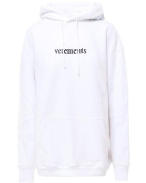 Vetements Logo Hooded Jumper - White