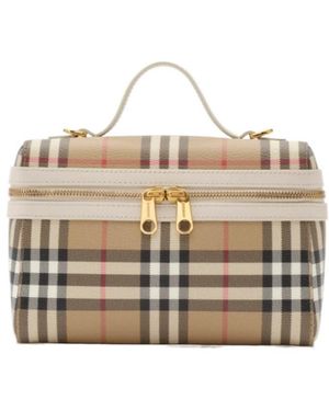 Burberry Vanity Checked Small Shoulder Bag - White