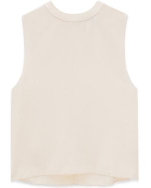 Saint Laurent Crewneck Sleeveless Top - Natural