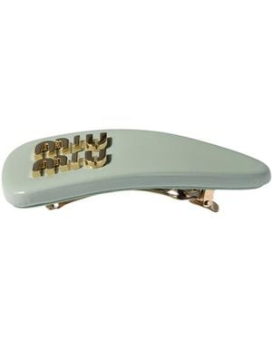 Miu Miu Logo Plaque Hair Clip - Green