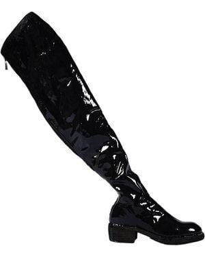 Guidi Laminated Knee-High Leather Boots - Black