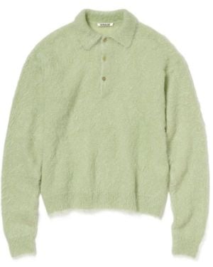 AURALEE Long-Sleeved Brushed Polo Jumper - Green