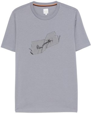 Paul Smith Label-Print T-Shirt - Gray