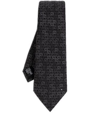 Giorgio Armani Monogram Pattern Tie - Black