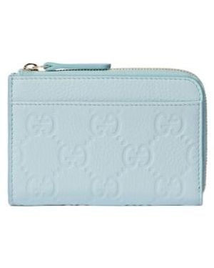 Gucci Gg Emblem Zip Card Case - Blue