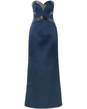 Rebecca Vallance Strapless Bead-Embellished Satin Gown - Blue