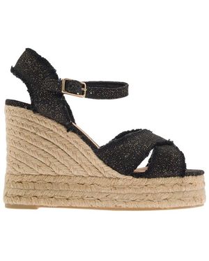 Castañer Cross Details Slope Heel Sandals - Metallic