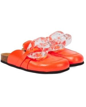 JW Anderson Chain Leather Slippers - Red