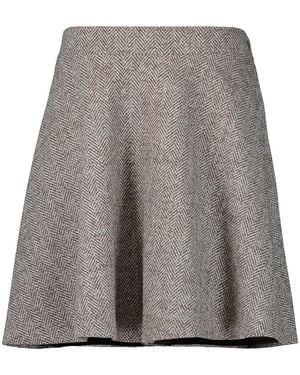 Brunello Cucinelli Herringbone Flared Mini Circle Skirt - Gray