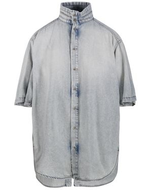 DARKPARK High-Neck Short Sleeved Shirt - Gray