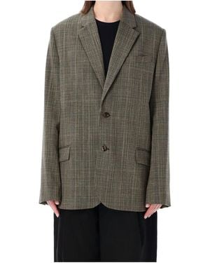 Soeur Hermosa Checked Oversized Blazer - Gray