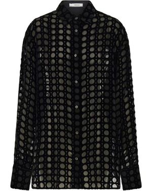Ferragamo Ferragamo Devoré-Effect Long-Sleeved Shirt - Black