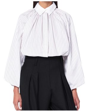 Patou Gathered Stripe Shirt - White