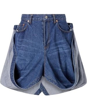 Sacai Folded Denim Skirt - Blue