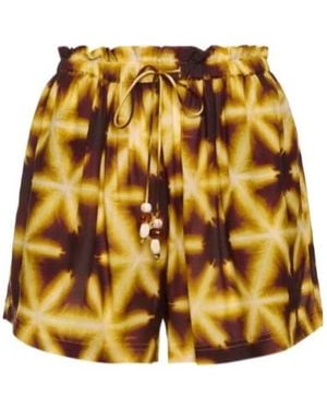 Ulla Johnson Printed Tie-Dye Shorts - Yellow