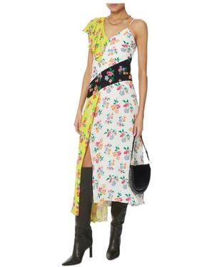 MSGM Floral-Printed Asymmetric Dress - Metallic