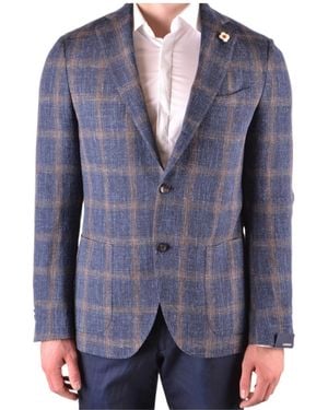 Lardini Plaid Suit Jacket - Blue