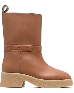 Stella McCartney Logo-Embossed Pull-On Ankle Boots - Brown
