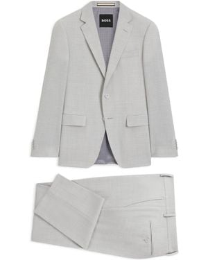 BOSS Patterned Single-Breasted Suit - Grey