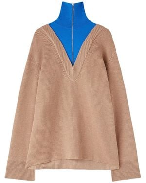 Jil Sander Drop Shoulder Layered Jumper - Blue