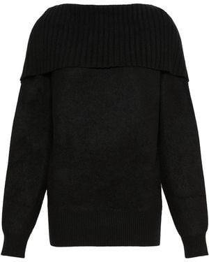 Sportmax Brushed Wool Sweater With A Low-Cut Back - Black