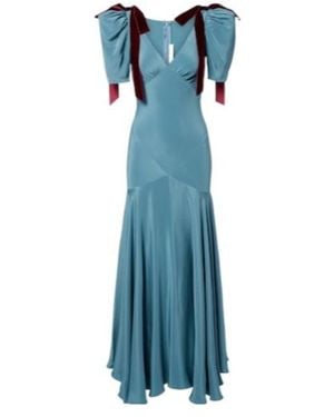 Rodarte Bow-Detail Silk Crepe Gown - Blue